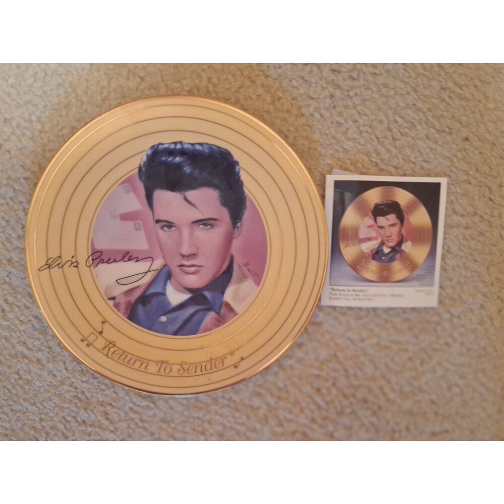 BRADFORD EDITIONS solid gold Elvis Return To Sender porcelain collectors plate